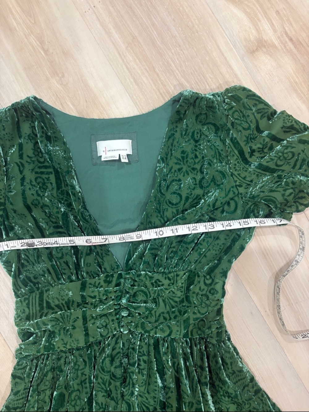 ANTHROPOLOGIE Katerina Velvet Button Front Maxi Dress Size 0 Whimsy Whimsigoth - Picture 7 of 13